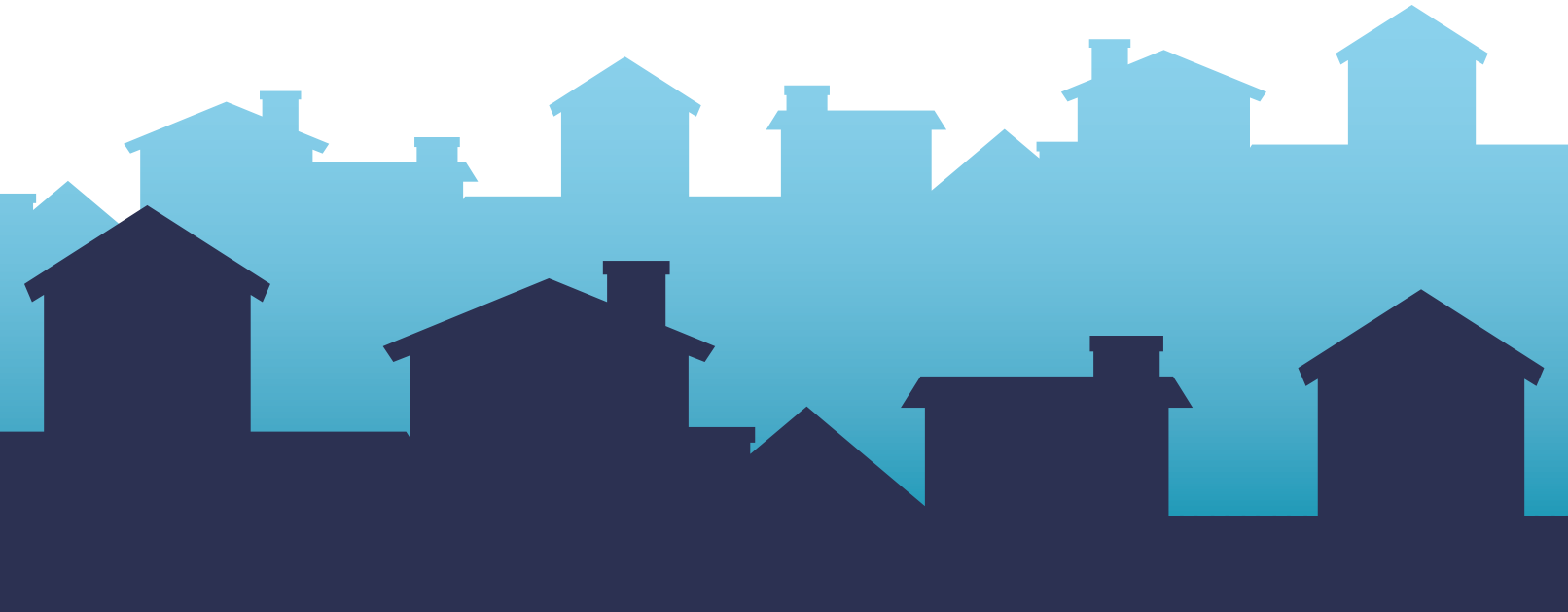Silhouette graphic of houses skyline