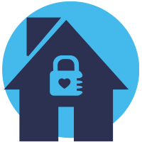 Blue icon of house
